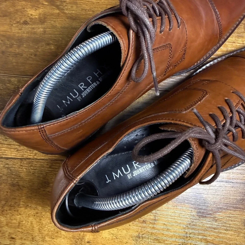 Johnston‎ & Murphy J. Murphy 59-11566 Tan Leather Cap Toe Oxford Mens 9.5M